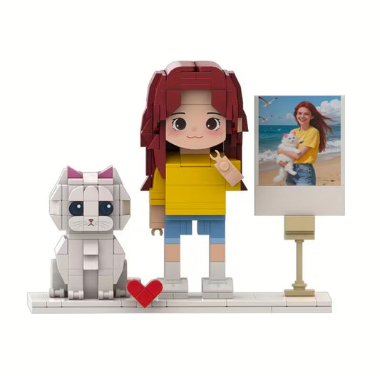 Custom Personalized Brick Figure – Mini-Me Building Block Doll With Pet