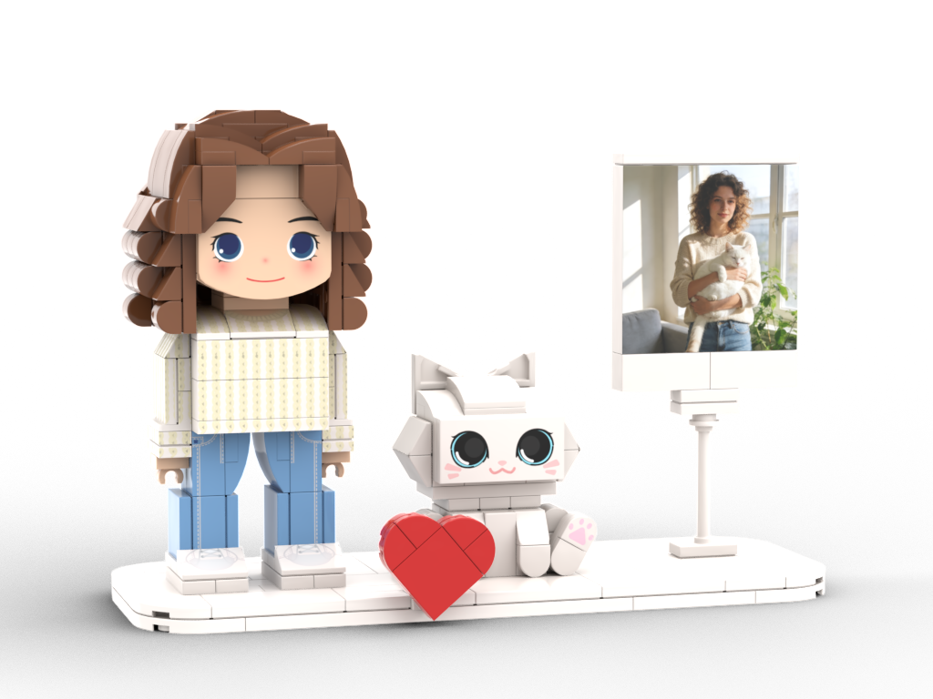 Custom Personalized Brick Figure – Mini-Me Building Block Doll With Pet