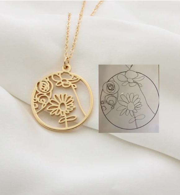 Personalized kids Drawing Necklace