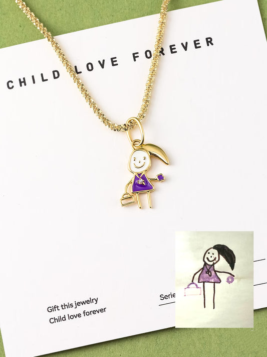 Personalized Kids Drawing  Necklace