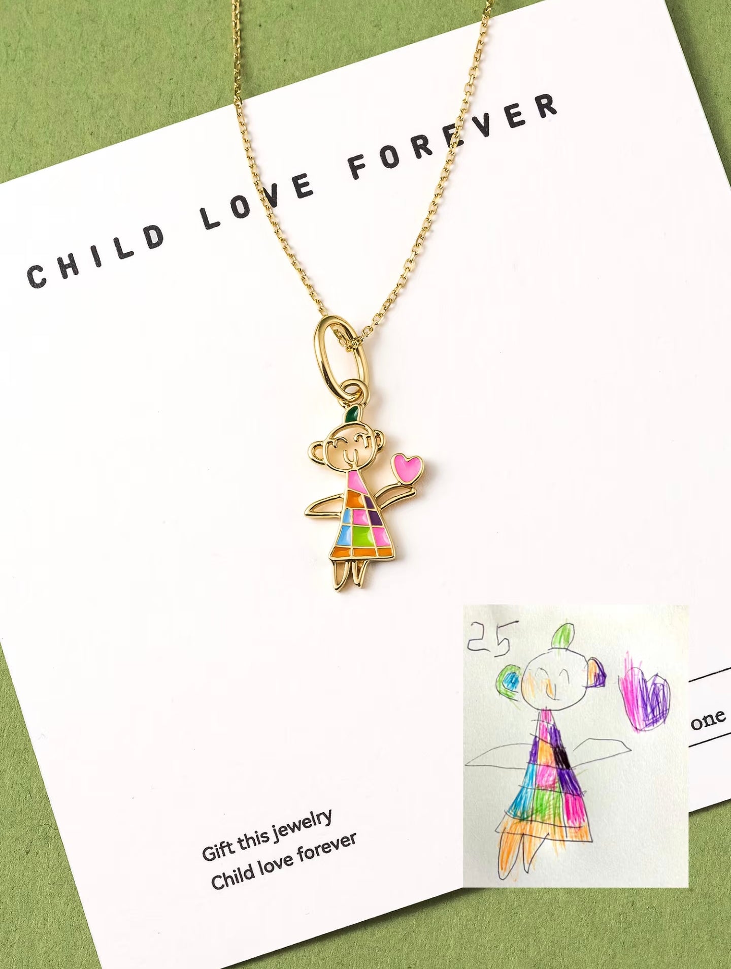 Personalized Kids Drawing  Necklace