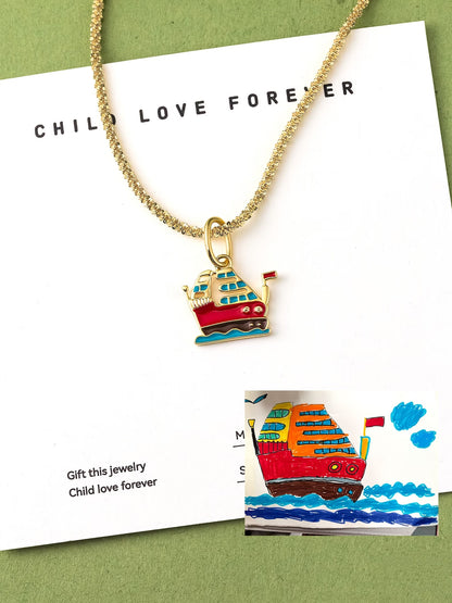 Personalized Kids Drawing  Necklace