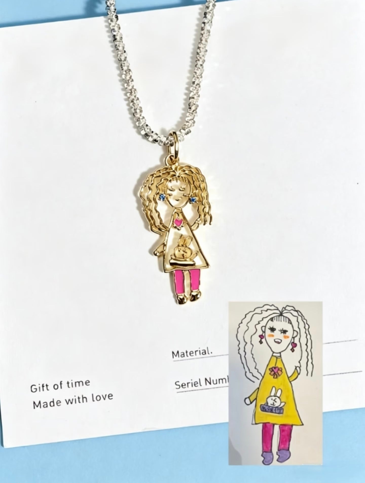 Personalized Kids Drawing  Necklace
