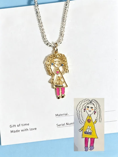 Personalized Kids Drawing  Necklace