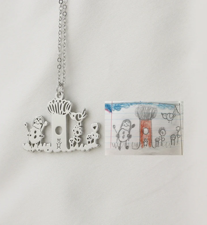 Personalized kids Drawing Necklace